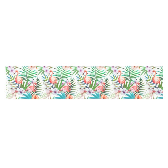 Tropical Flamingo Hibiscus Table Runner (Horizontal)