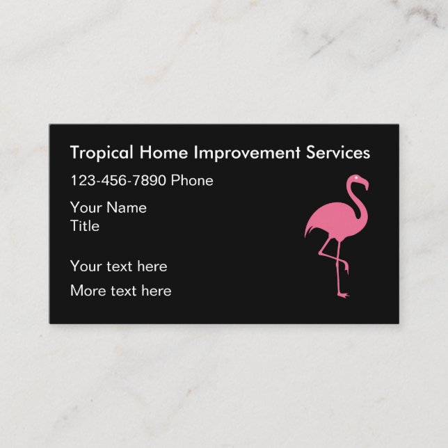 Tropical Flamingo Home Improvement  Business Card (Front)