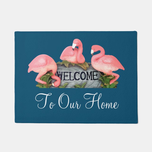 Tropical Flamingo Home Welcome Doormat (Front)