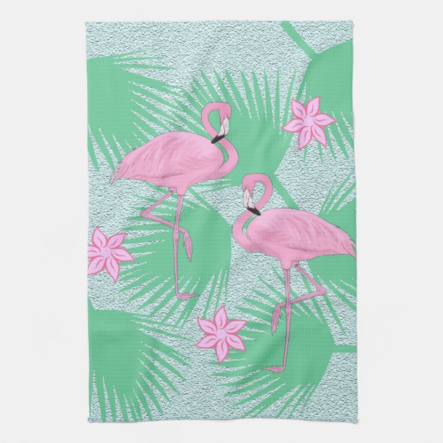 tropical flamingo kitchen towel (Vertical)