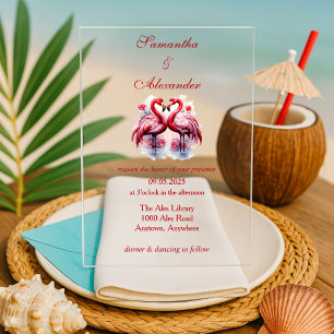 Tropical Flamingo Love Wedding Invitation