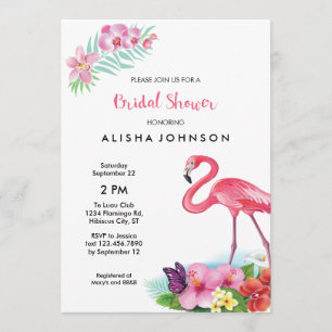 Tropical Flamingo Luau Bridal Shower Invitation