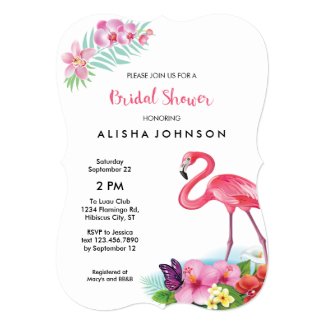 Tropical Flamingo Luau Bridal Shower Invitation