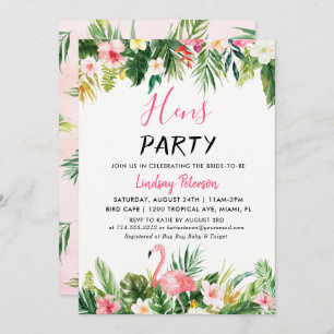 Tropical Flamingo Luau Hens Party Invitation Card