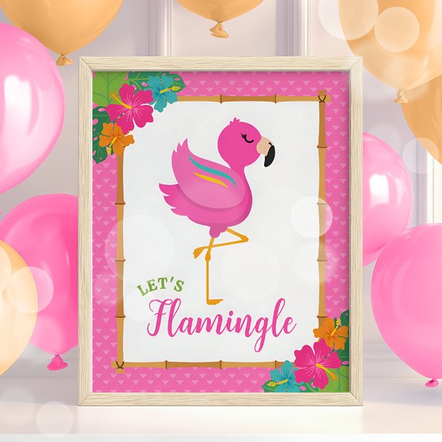 Tropical Flamingo Luau Summer Party Sign (Creator Uploaded)
