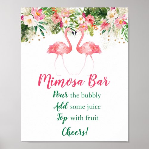 Tropical Flamingo Mimosa Bar Bridal Sign