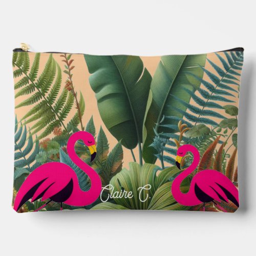 Tropical Flamingo Moody Greenery Accessory Pouch