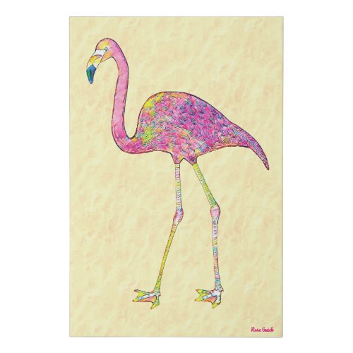 Tropical Flamingo Mosaic Faux Canvas Print