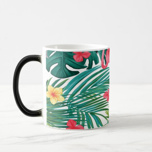 Tropical Flamingo Mug & Pillow - Summer Monstera H (Left)