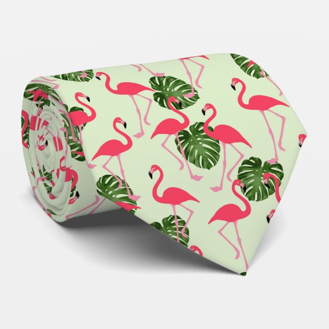 Tropical Flamingo Neck Tie (Rolled)
