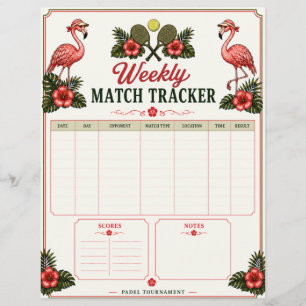 Tropical Flamingo Padel Match Tracker Flyer