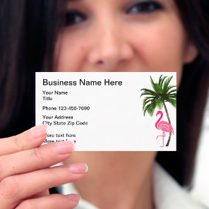 Tropical Flamingo Palm Tree Business Card