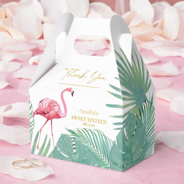 Tropical Flamingo Palms Sweet 16 ID922 Favor Boxes (Wedding)