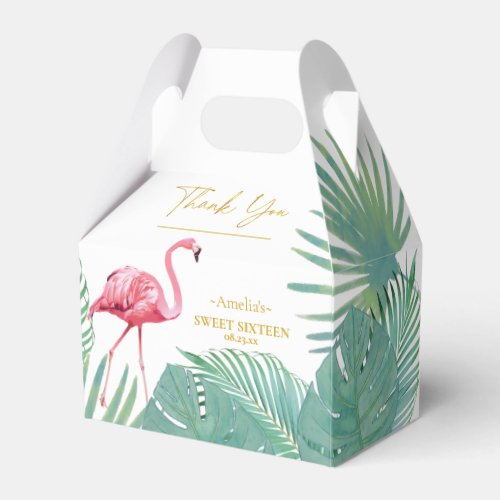 Tropical Flamingo Palms Sweet 16 ID922 Favor Boxes