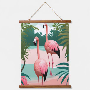 Tropical Flamingo Paradise Hanging Tapestry