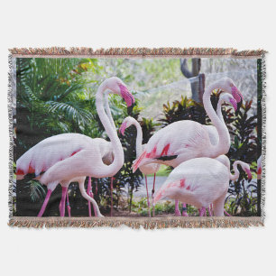 Tropical Flamingo Paradise Throw Blanket