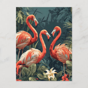 Tropical Flamingo Paradise: Vintage Postcard