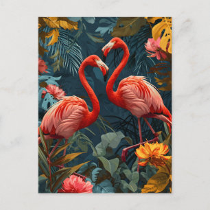 Tropical Flamingo Paradise: Vintage Postcard