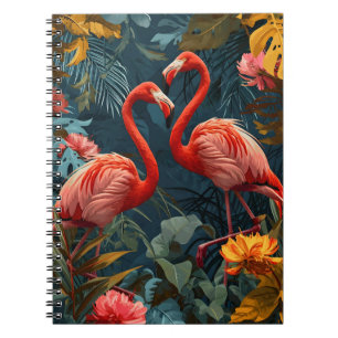 Tropical Flamingo Paradise: Vintage Postcard Notebook