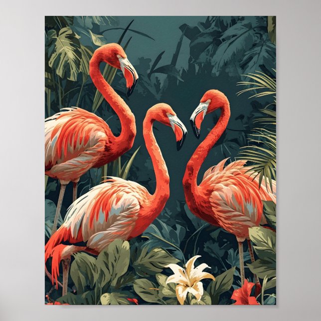 Tropical Flamingo Paradise: Vintage Poster (Front)