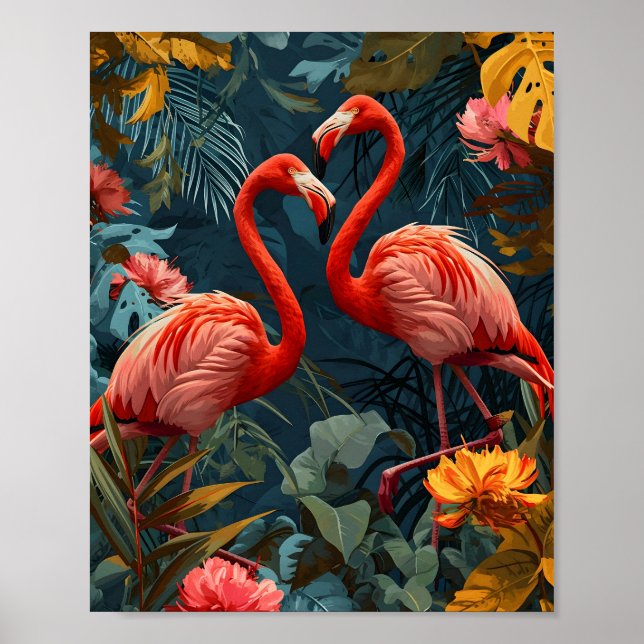 Tropical Flamingo Paradise: Vintage Poster (Front)