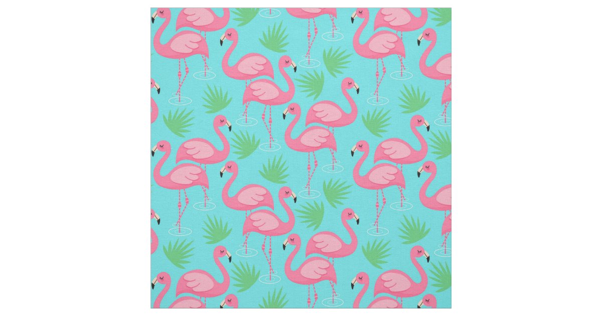 Tropical Flamingo Paradise Whimsical Pink Flamingo Fabric | Zazzle