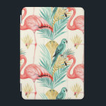 Tropical Flamingo Parrot Jungle iPad Mini Cover<br><div class="desc">Escape to a lush paradise with this vibrant tropical pattern that bursts with exotic flair and playful elegance. Graceful pink flamingos stand tall alongside vivid teal parrots perched on golden palm fronds, surrounded by sweeping aqua and emerald tropical leaves on a soft cream background. The rich textures and bold yet...</div>