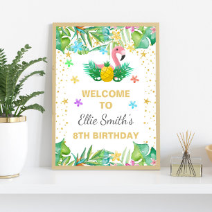 Tropical Flamingo Party Outdoor Welcome Sign Decor