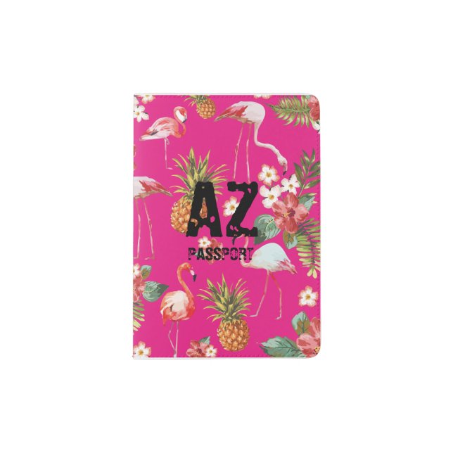 Tropical Flamingo Passport Holder (Front)