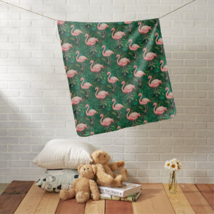 Tropical Flamingo Pattern Baby Blanket