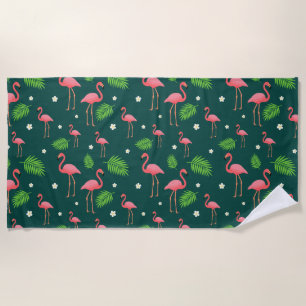 Tropical Flamingo Pattern Beach Towel