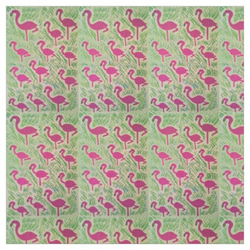 Tropical Flamingo Pattern Fabric