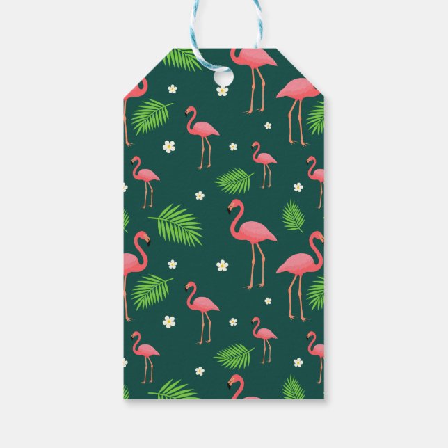 Tropical Flamingo Pattern Gift Tags (Back)
