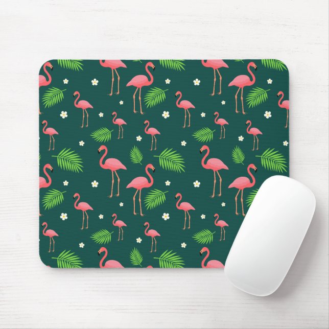 Tropical Flamingo Pattern Mouse Pad (With Mouse)