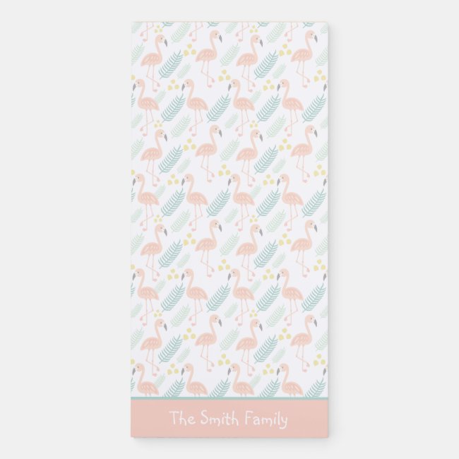 Tropical Flamingo Pattern Personalized Magnetic No Magnetic Notepad