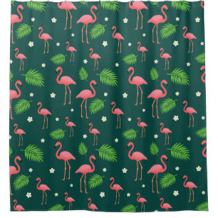 Tropical Flamingo Pattern Shower Curtain