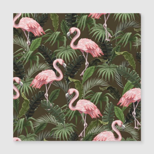 Tropical Flamingo Pattern Vintage Leaves