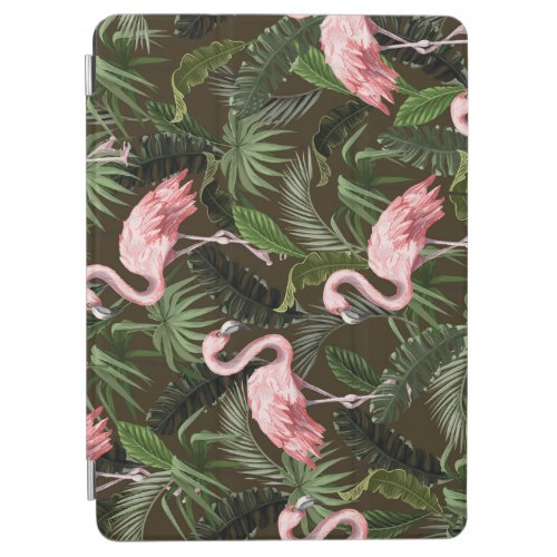 Tropical Flamingo Pattern Vintage Leaves iPad Air Cover