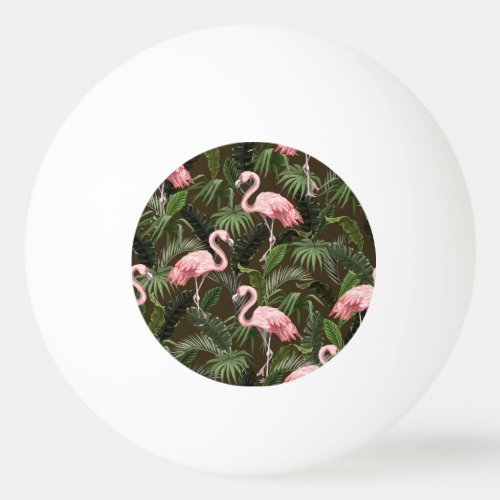 Tropical Flamingo Pattern Vintage Leaves Ping Pong Ball