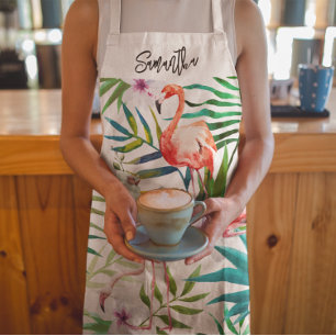 Tropical Flamingo Personalized All-Over Print Apron