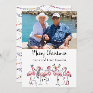 Tropical Flamingo Photo Christmas Card