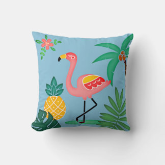 Tropical Flamingo Pillow (reversible)