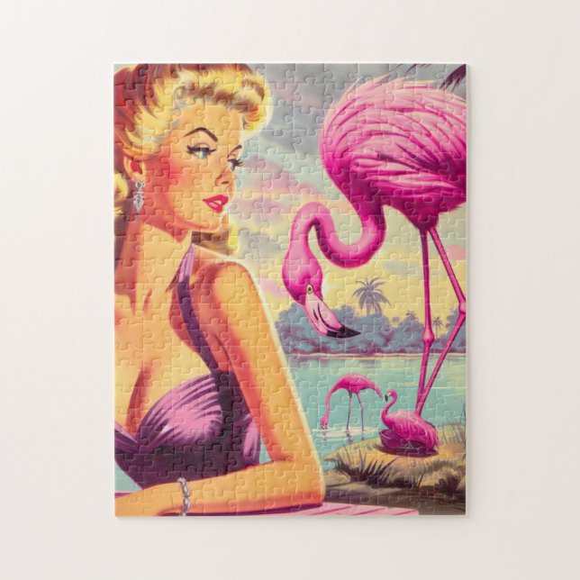 Tropical Flamingo Pin-up Jigsaw Puzzle (Vertical)
