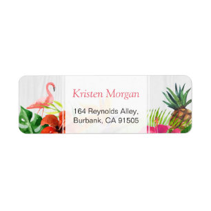 Tropical Flamingo Pineapple Floral RSVP Label