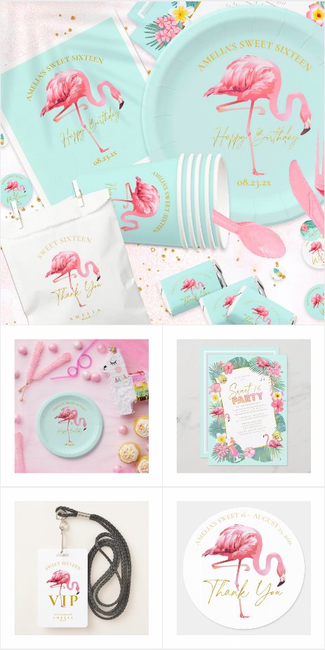 Tropical Flamingo/Pineapple Sweet Sixteen