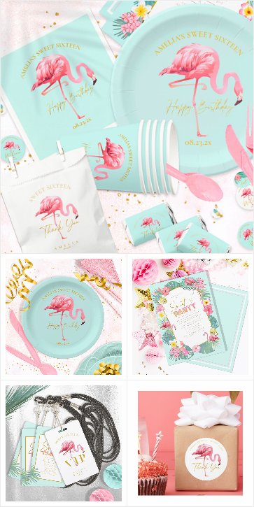 Tropical Flamingo/Pineapple Sweet Sixteen