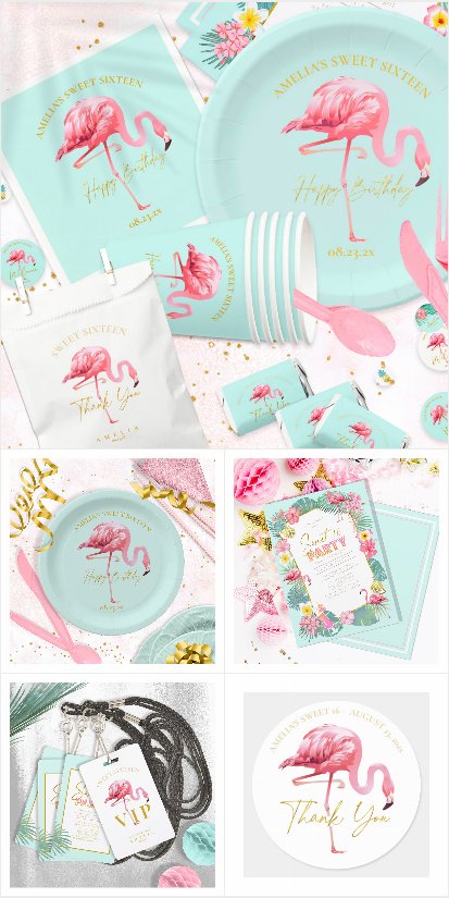 Tropical Flamingo/Pineapple Sweet Sixteen