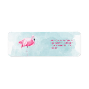 Tropical flamingo pink blue summer wedding label