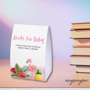 Tropical Flamingo Pink Books for Baby Paper Table Tent