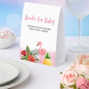 Tropical Flamingo Pink Books for Baby Paper Table Tent